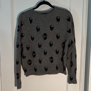 Skull Cashmere Charcoal Skull Motif Sweater